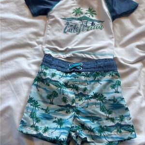 Tropical Blue Kids Swim Trunks